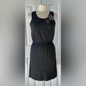Design History Black Sleeveless Jersey Dress with Floral Detail Size Small